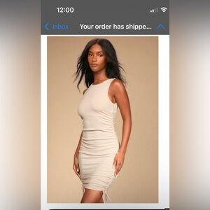 Lulu's Ribbed Drawstring Rouched Dress